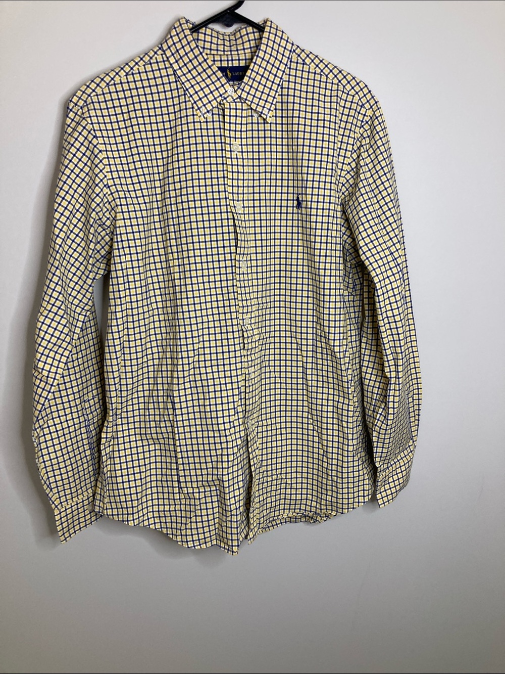 Ralph Lauren Yellow and Navy Check Button-Down Shirt